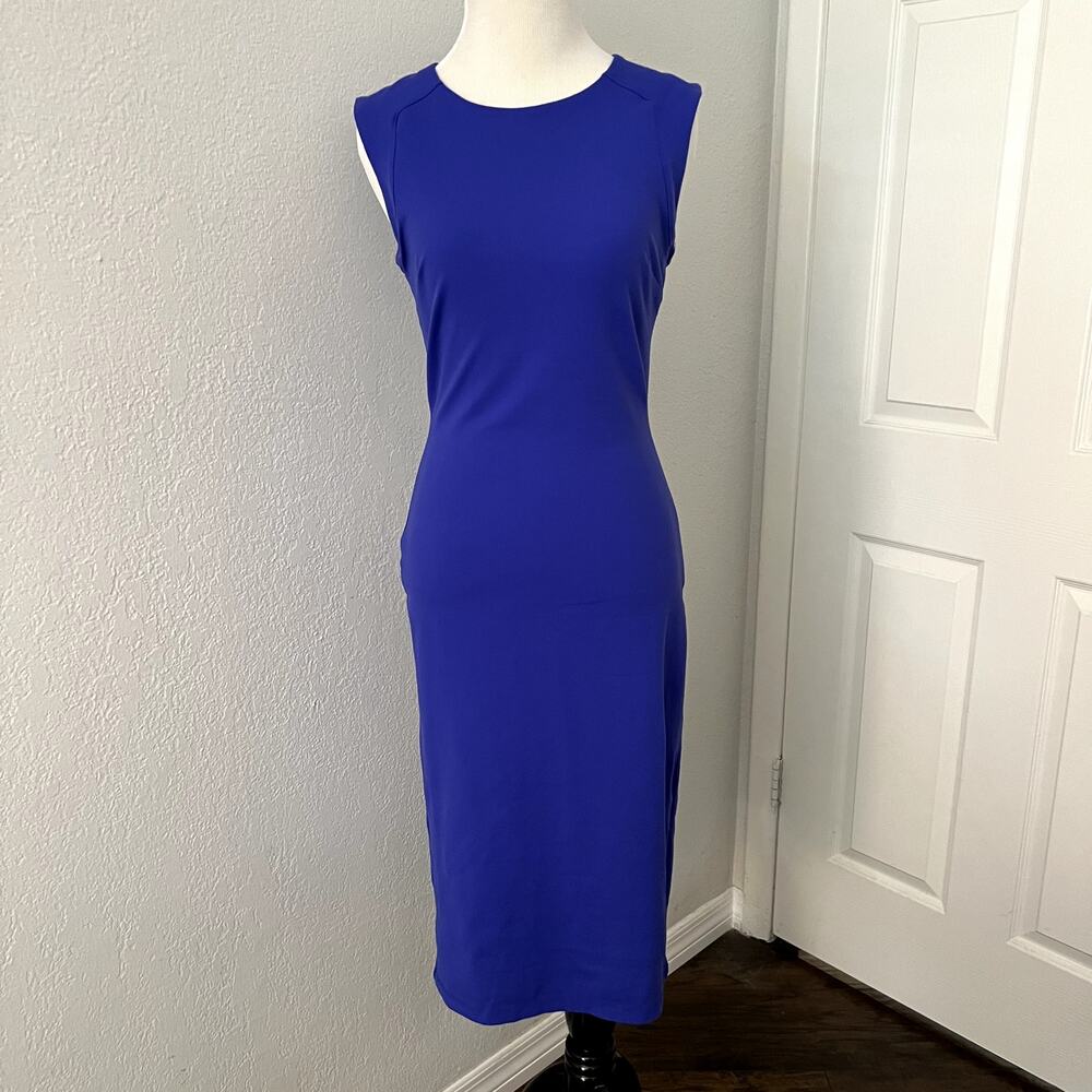 Bebe women’s small royal blue sleeveless‎ sheath midi dress